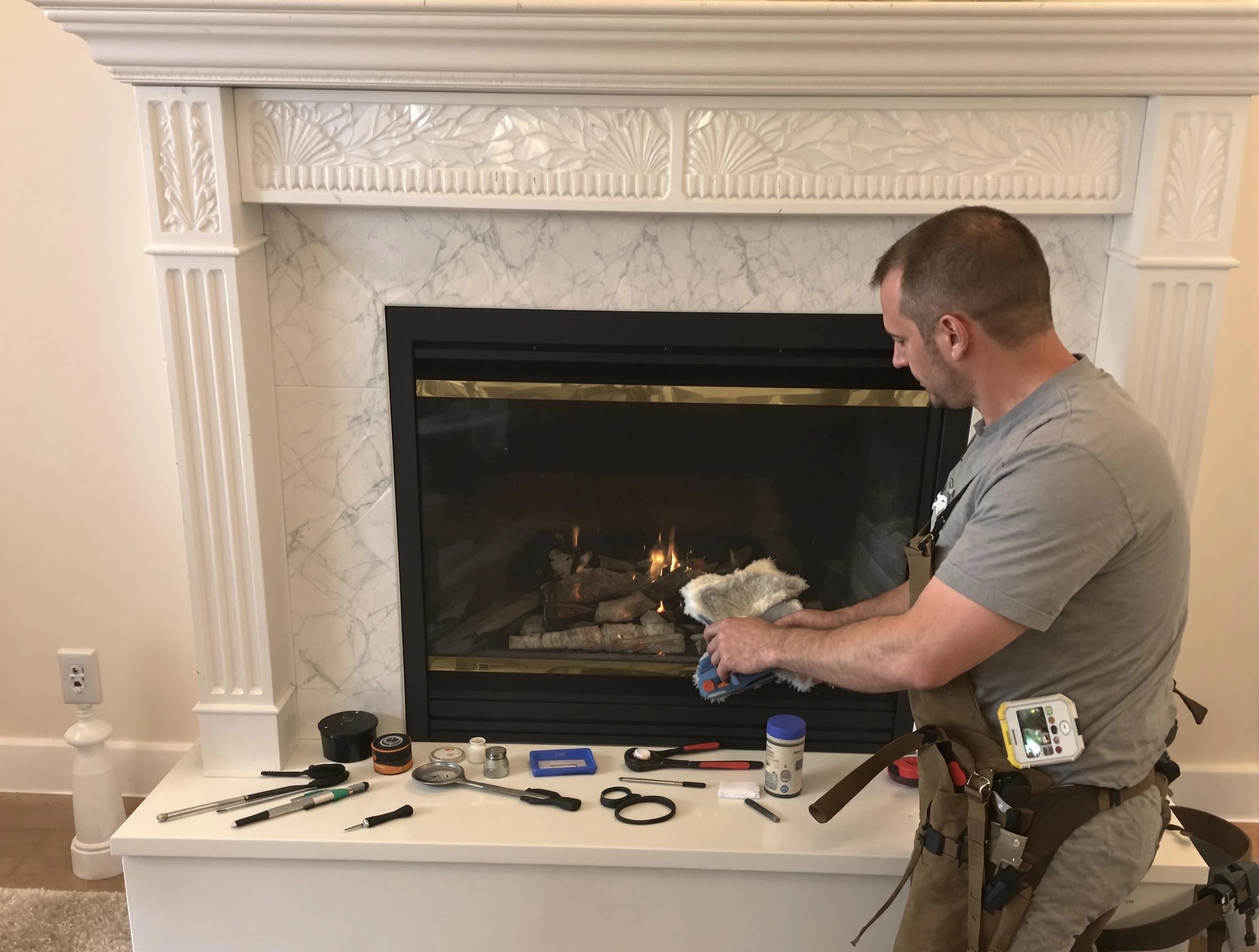 Franklin Chimney Sweep performing fireplace maintenance in Franklin, NJ