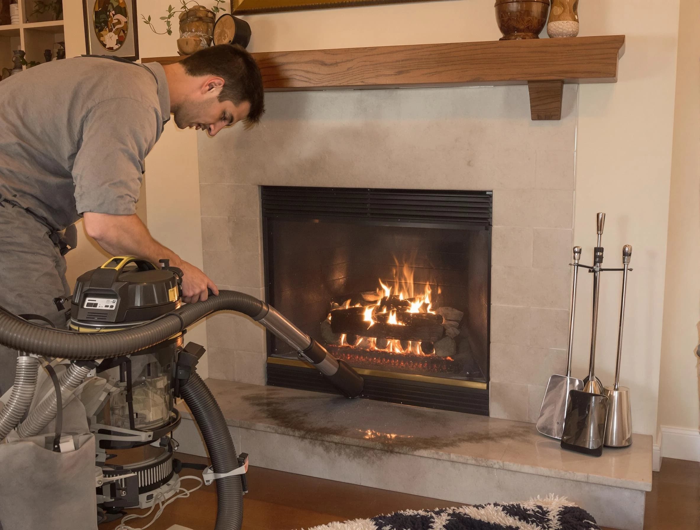 Routine fireplace upkeep by Franklin Chimney Sweep in Franklin, NJ