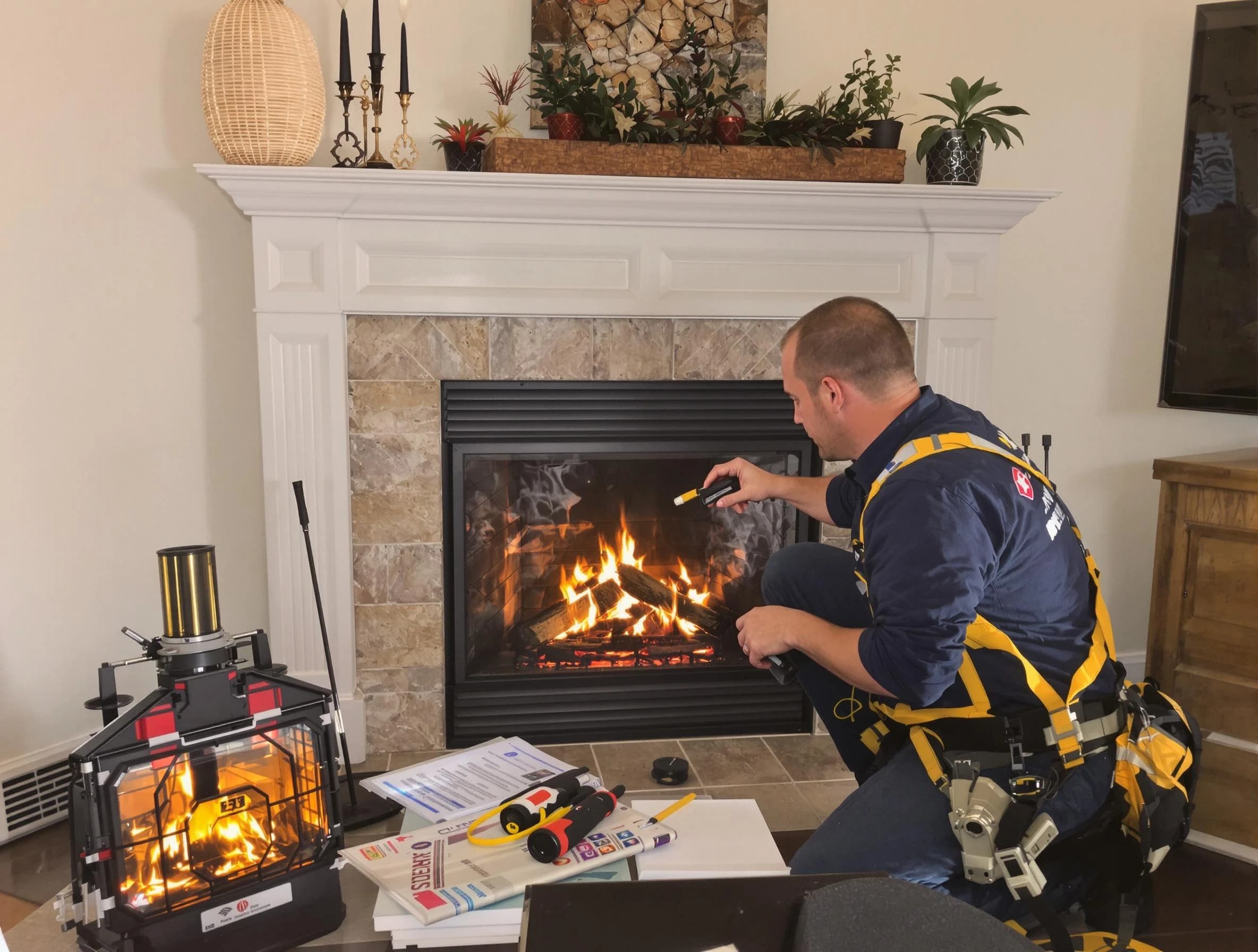 Safety-focused fireplace inspection by Franklin Chimney Sweep in Franklin, NJ