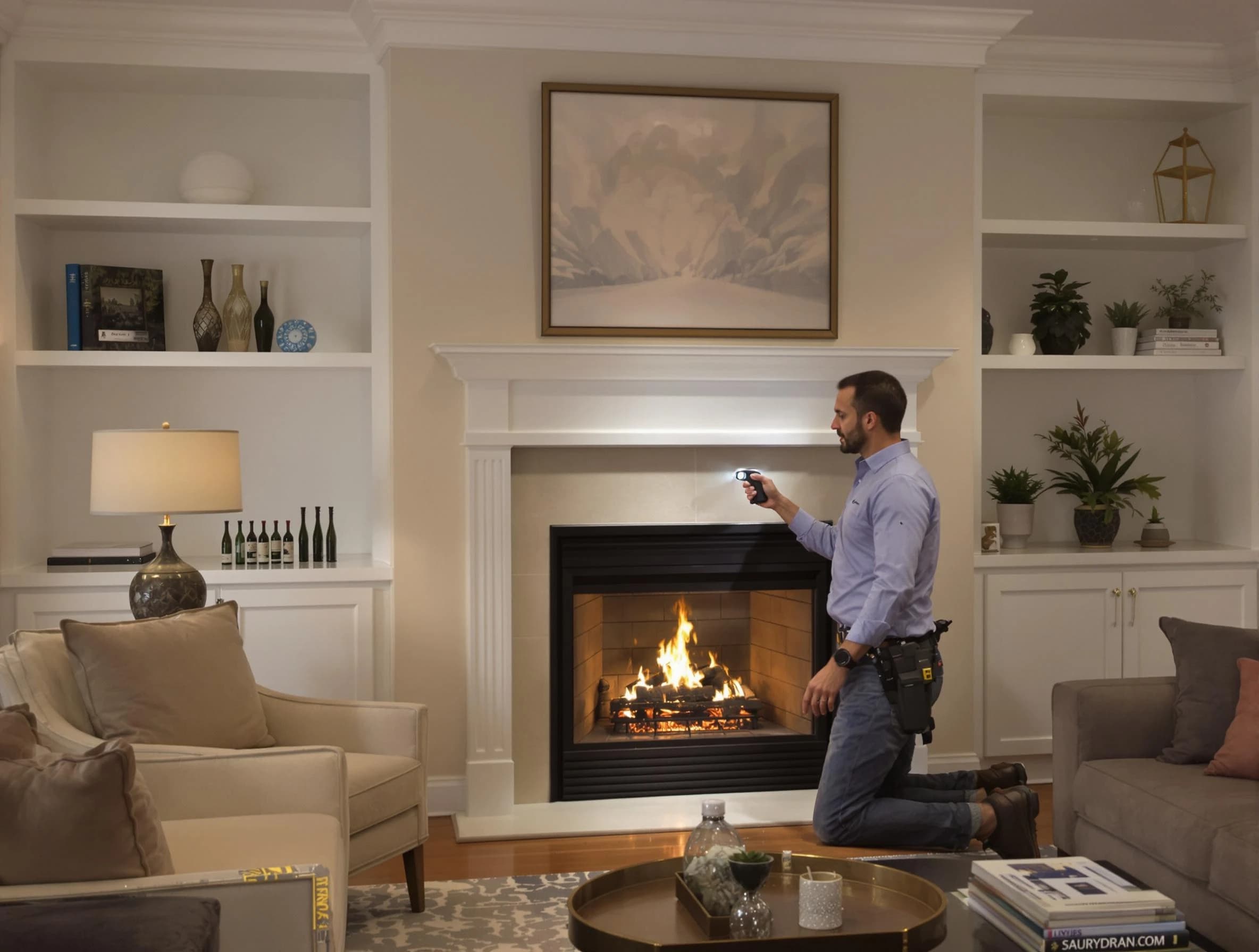 Franklin Chimney Sweep conducting a fireplace safety inspection in Franklin, NJ